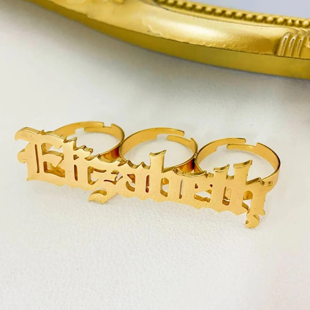 Initial Ring Custom - Custom Name Ring Women Knuckle Large