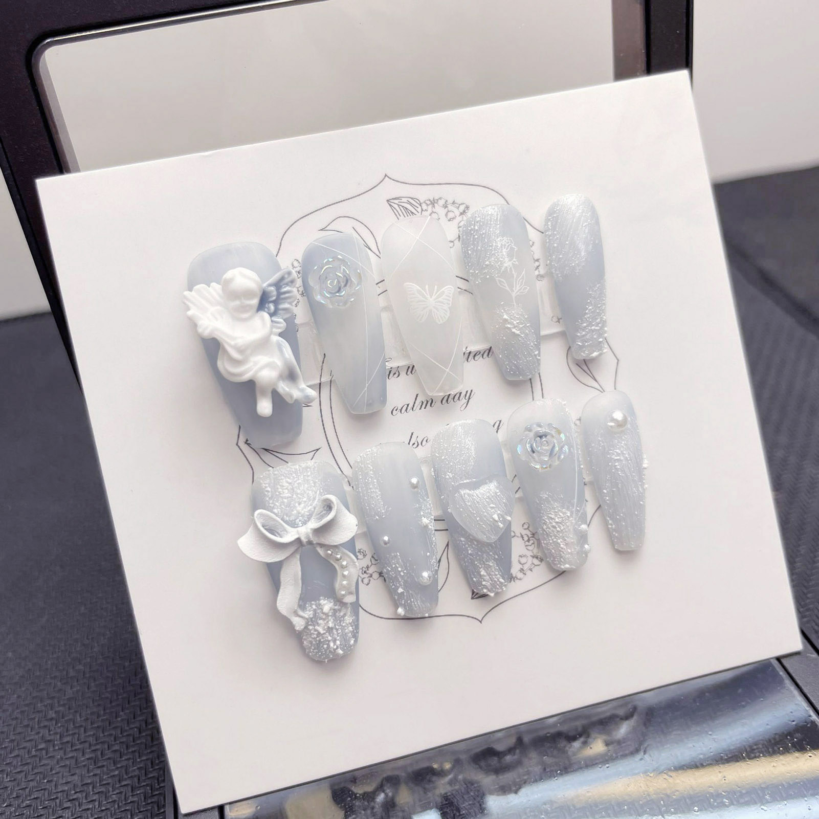 3D Plaster Angel False Nails G - Pressed Flower Art review and price