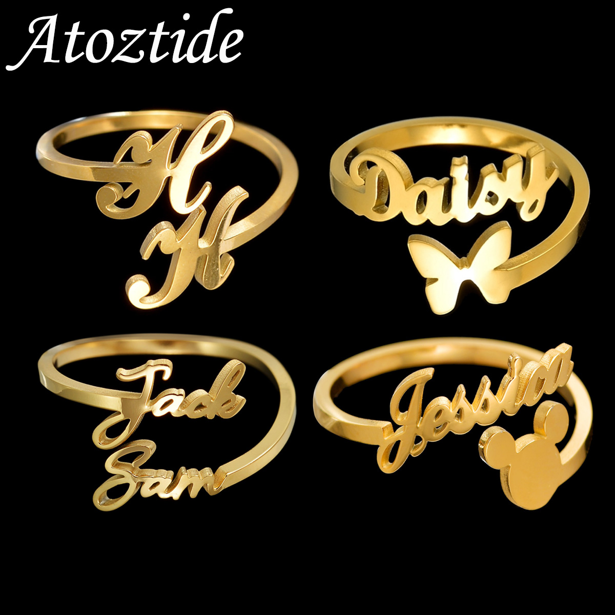 Atoztide Personalized Custom N - Initial Ring Custom review and price
