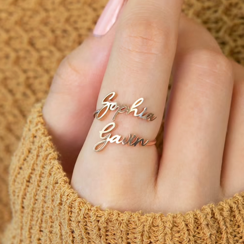 Custom Double Name Rings for W - Initial Ring Custom review and price
