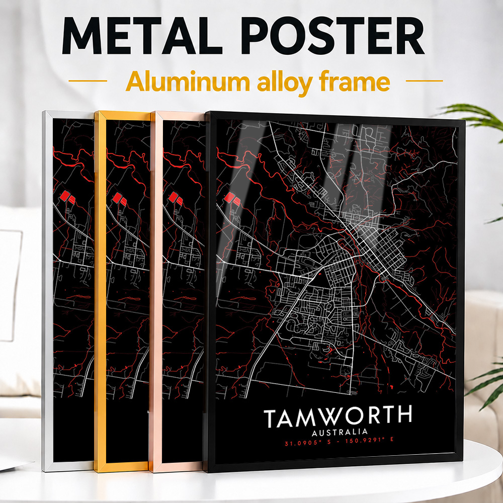 Tamworth Dark Map Framed Metal - Custom Map Poster review and price