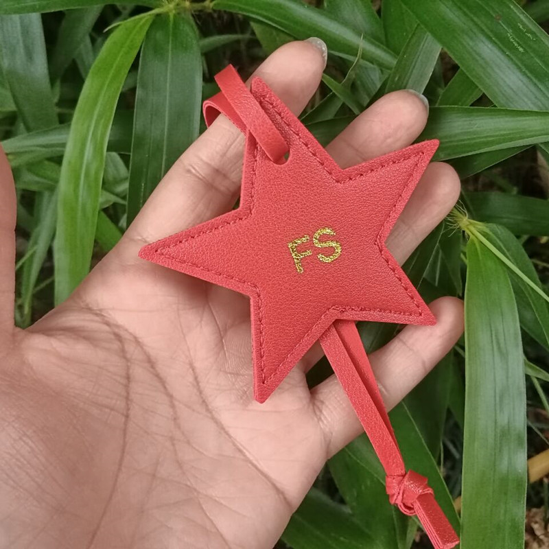 1PCS Free initials five pointe - Monogram Keychain Leather review and price