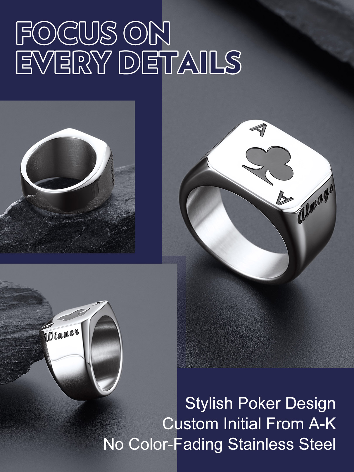 U7 Customized Square Rectangle - Initial Ring Custom review and price