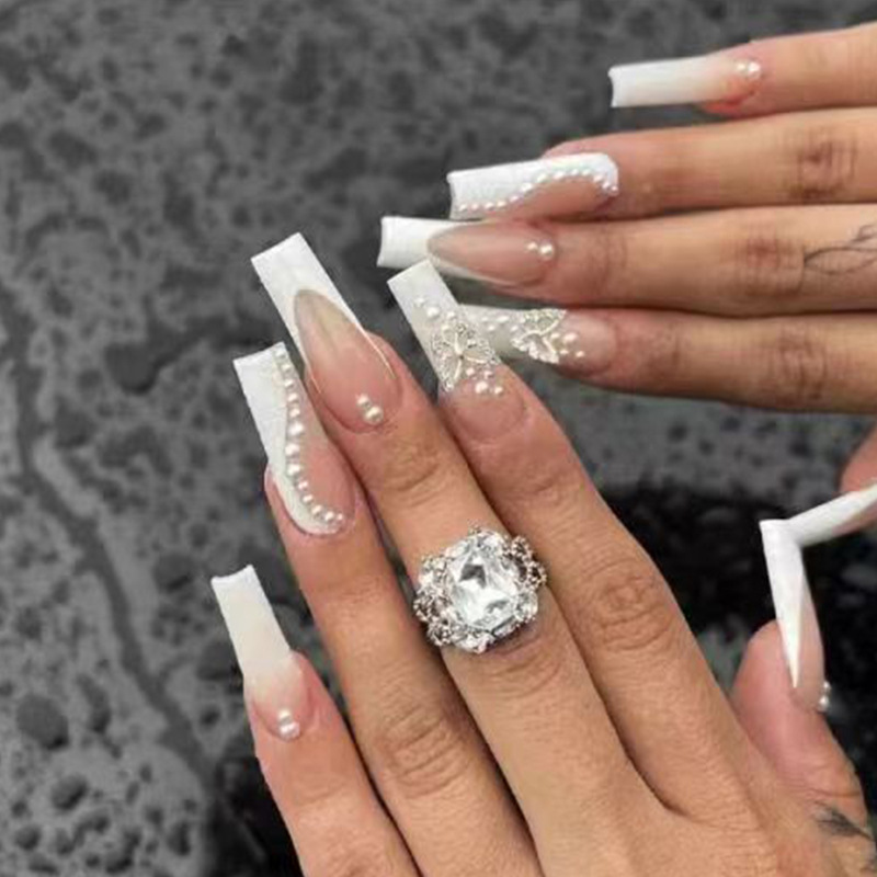 24pcs Long Ballet False Nails  - Pressed Flower Art review and price