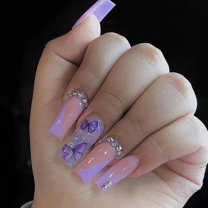 24pcs Long Ballet False Nails  - Pressed Flower Art review and price