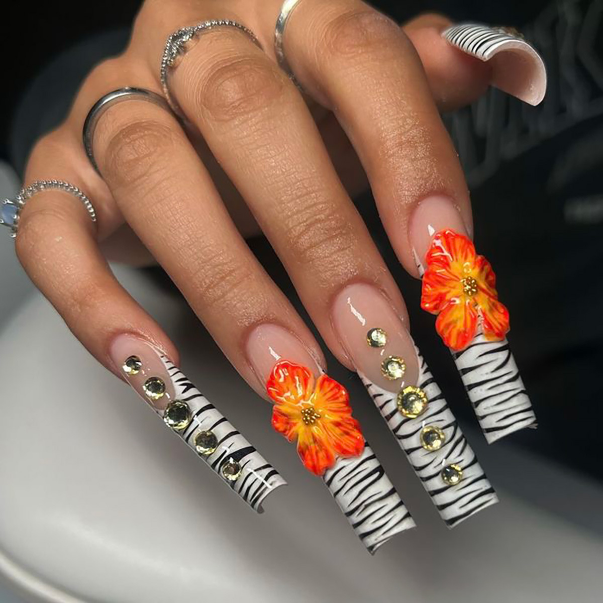 24pcs Flower Press on Nails Ar - Pressed Flower Art review and price